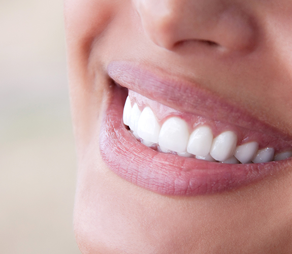 Closeup of beautiful smile after teeth whitening