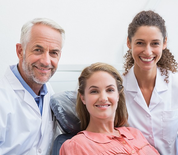Woman smiling in the dentist’s chair