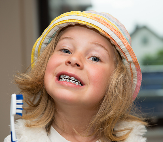 Young girl with phase one orthodontics