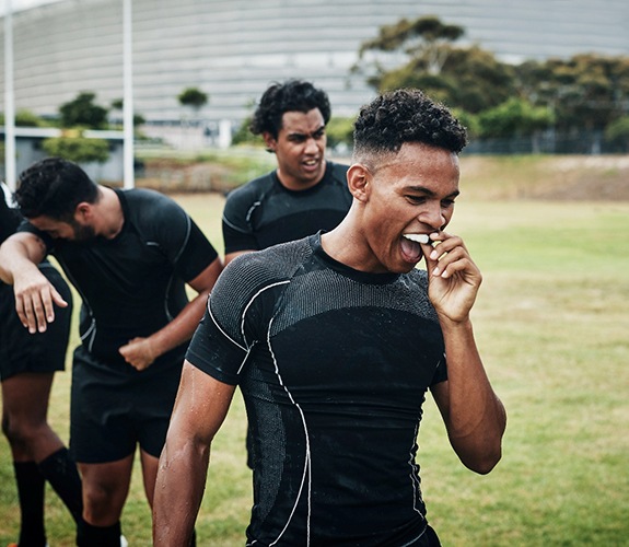 Man wearing a mouthguard