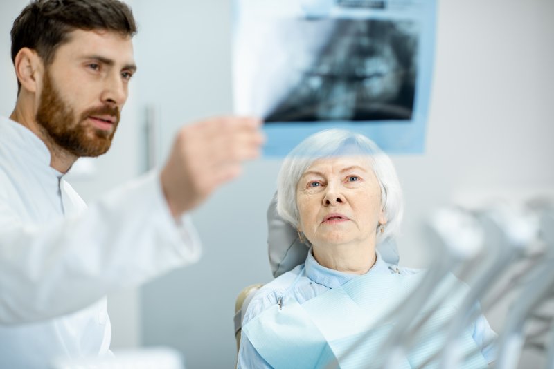 older woman at dentist’s office  